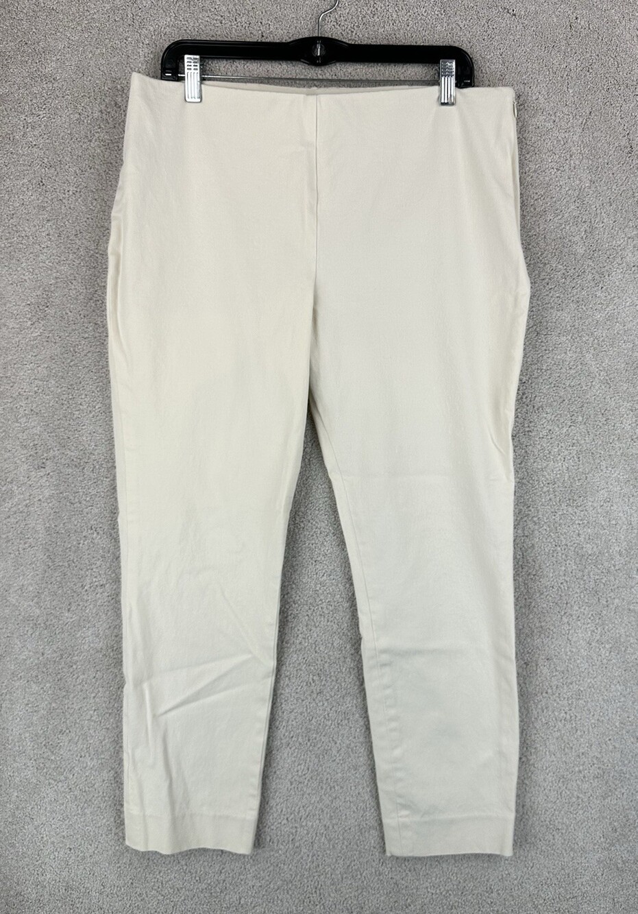 Ralph Lauren Stretch Pants Womens 14 White Straight Leg Elastic Waist Stretch